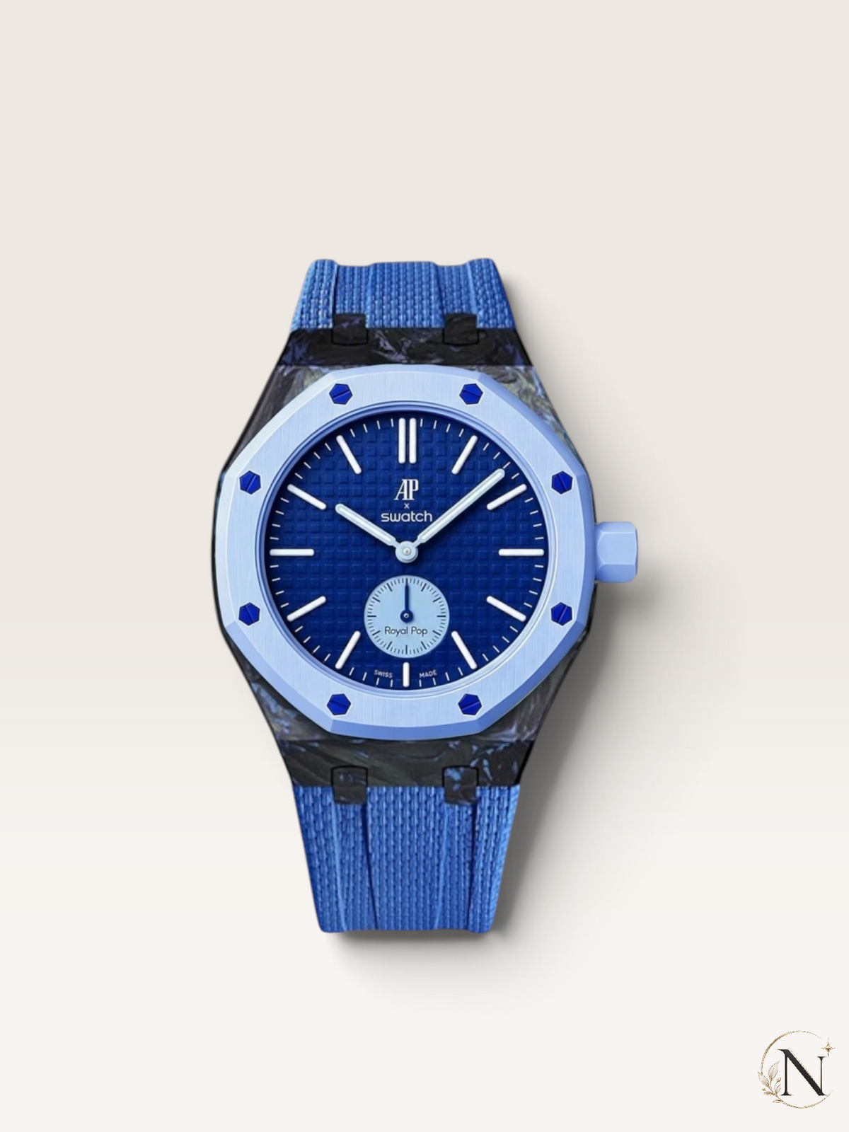 AP × Swatch ROYAL POP｜ブルーフォージドカーボン×ブルーラバー｜3時モデル