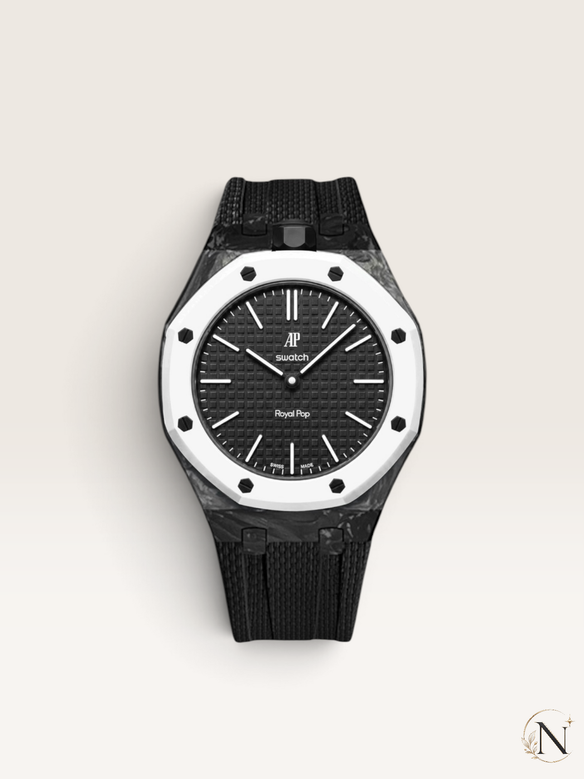 AP × Swatch ROYAL POP｜ブラックフォージドカーボン×ブラックラバー｜12時モデル