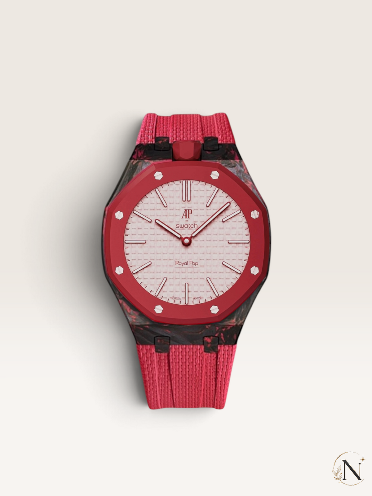 AP × Swatch ROYAL POP｜レッドフォージドカーボン×レッドラバー｜12時モデル
