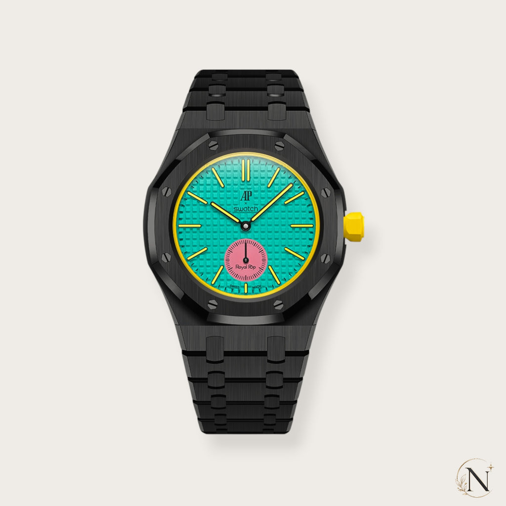 AP × Swatch ROYAL POP｜プレミアムフルステンレス ブラック｜3時モデル