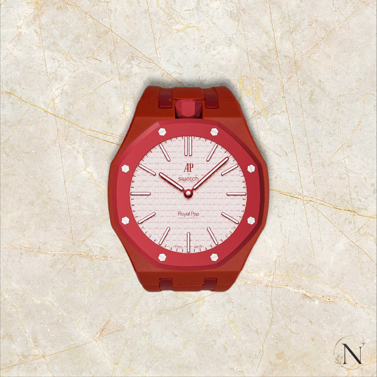 AP × Swatch ROYAL POP｜セラミック×ラバー レッド｜12時モデル