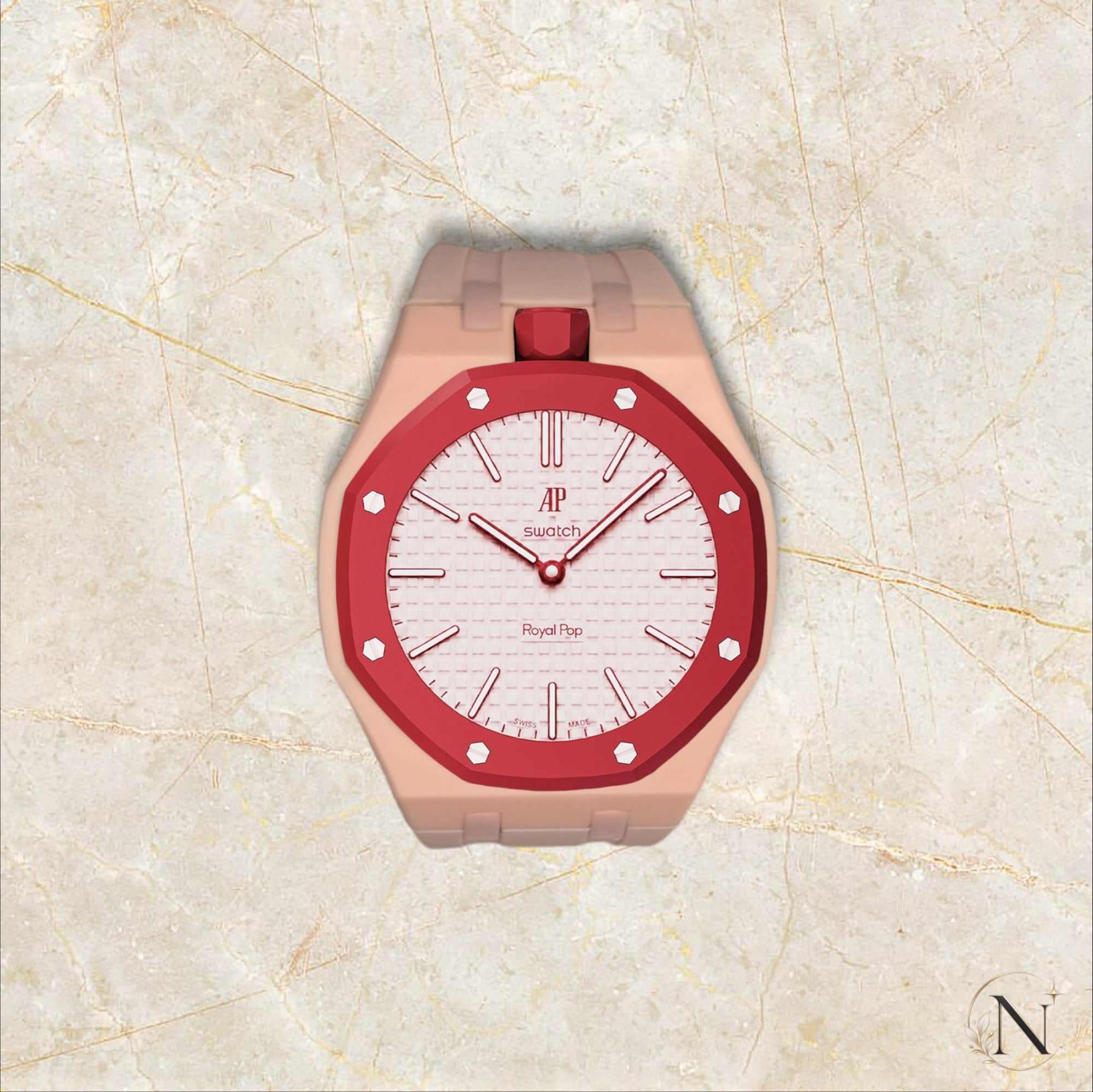AP × Swatch ROYAL POP｜セラミック×ラバー ピンク｜12時モデル