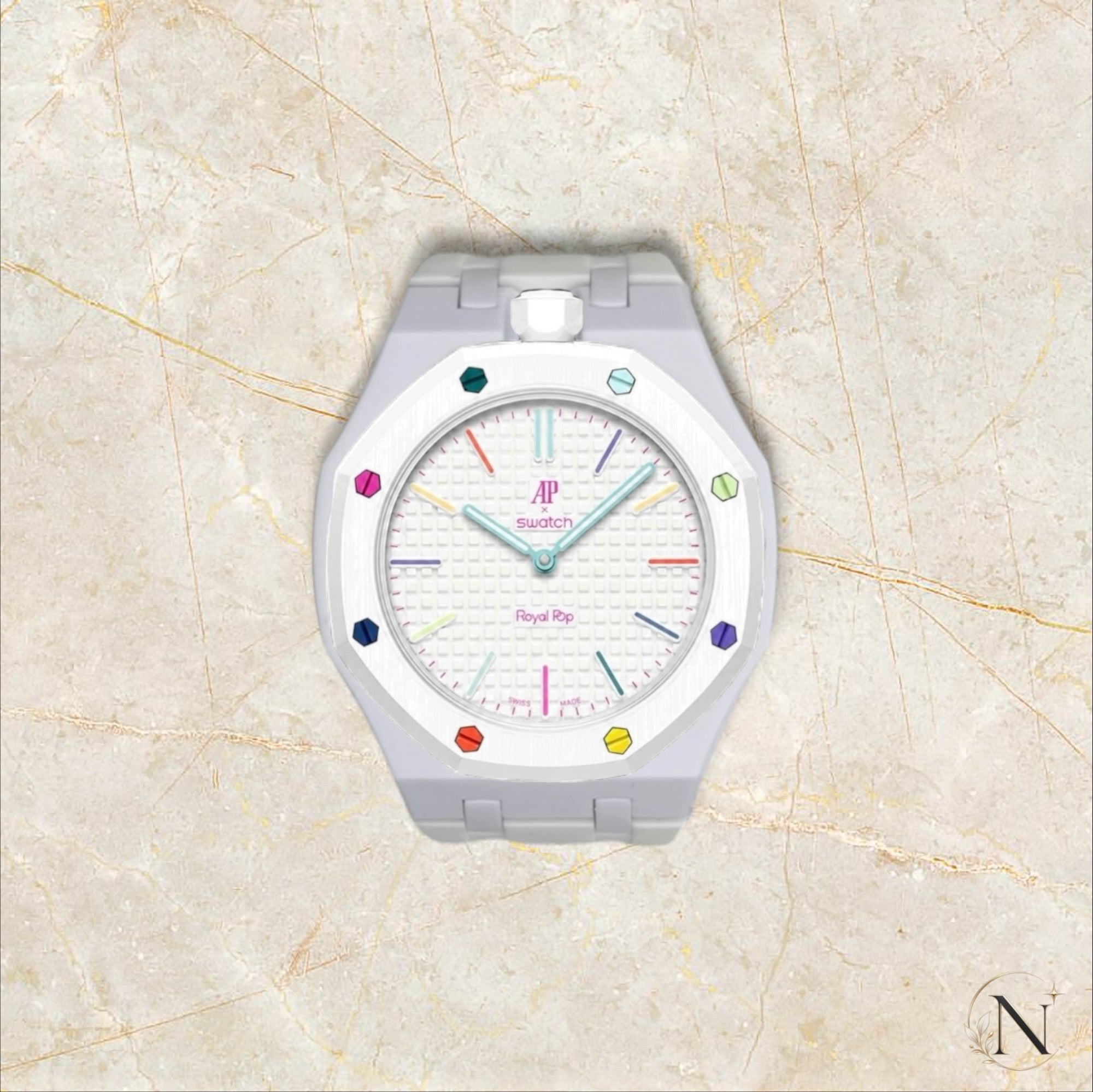 AP × Swatch ROYAL POP｜セラミック×ラバー オフホワイト×ホワイト｜12時モデル