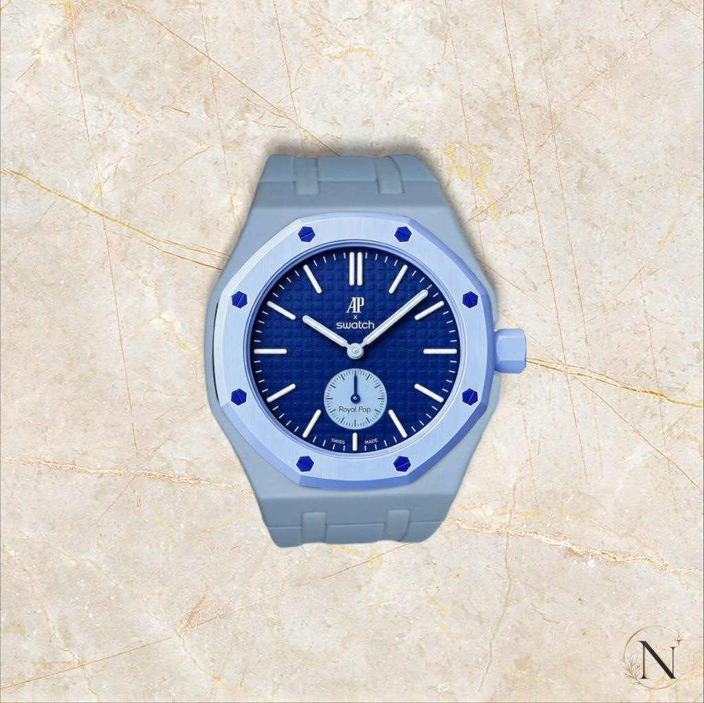 AP × Swatch ROYAL POP｜セラミック×ラバー ライトブルー｜3時モデル