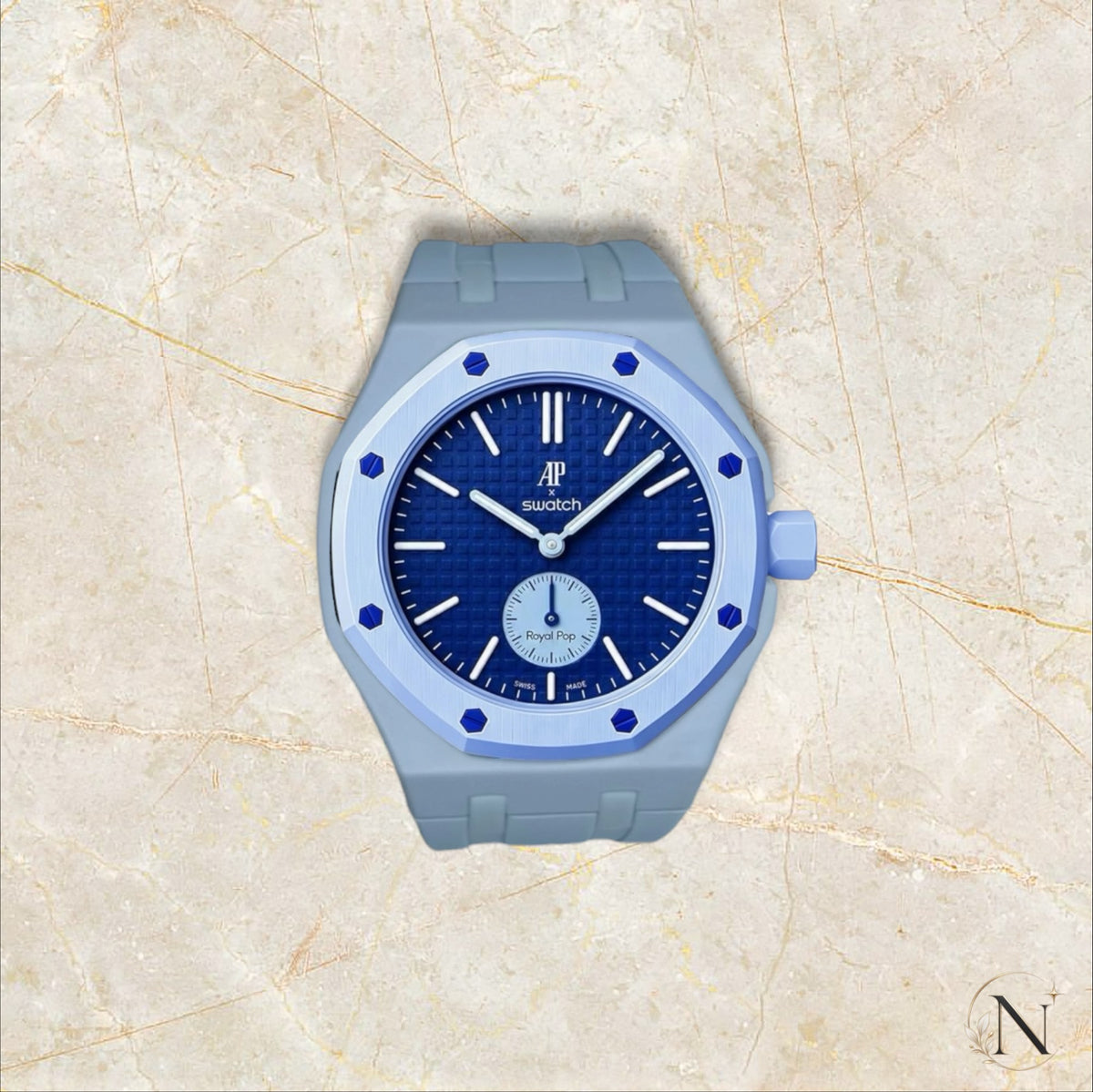 AP × Swatch ROYAL POP｜セラミック×ラバー ライトブルー｜3時モデル