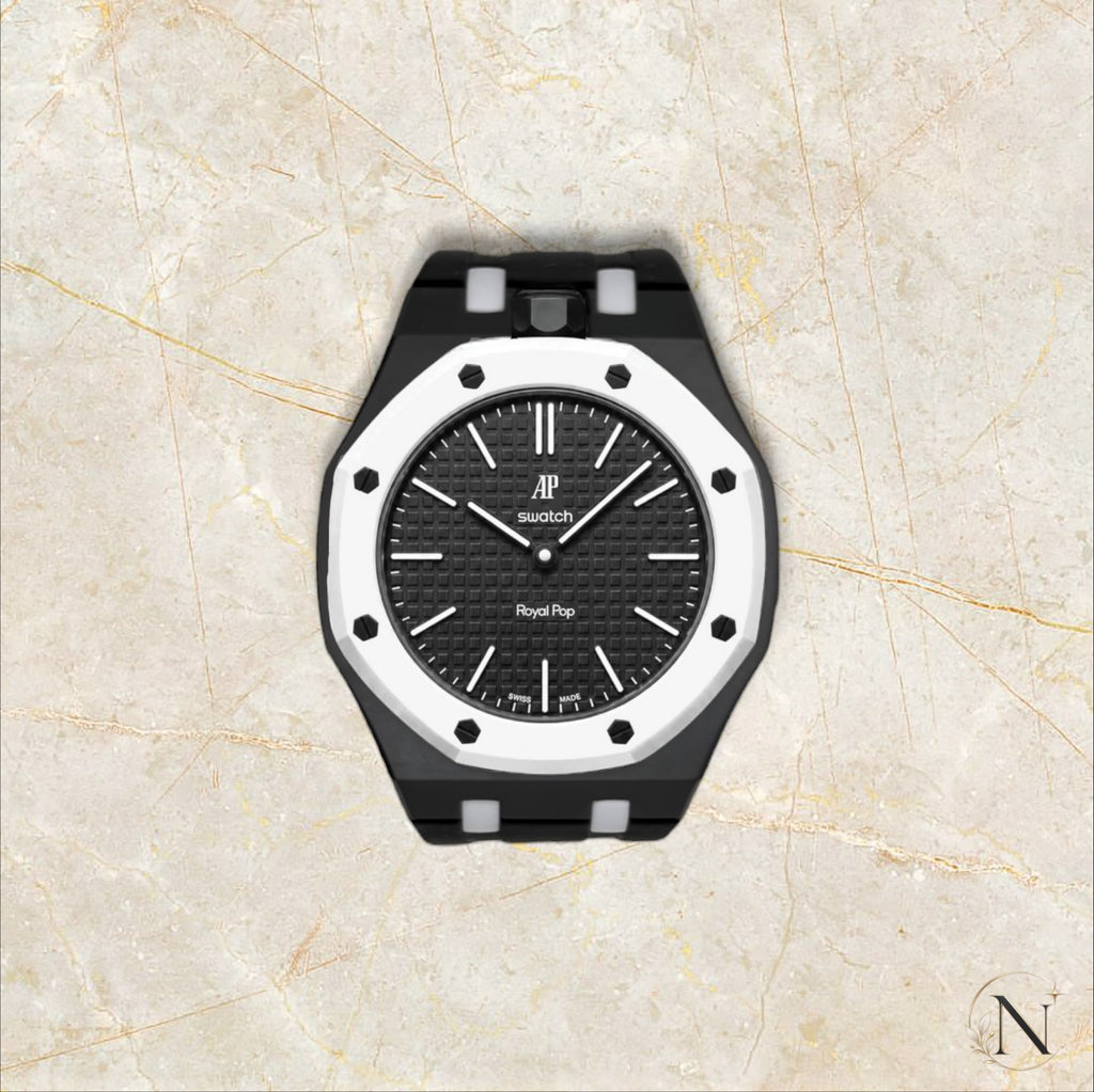 AP × Swatch ROYAL POP｜セラミック×ラバー ブラック×ホワイト｜3時モデル