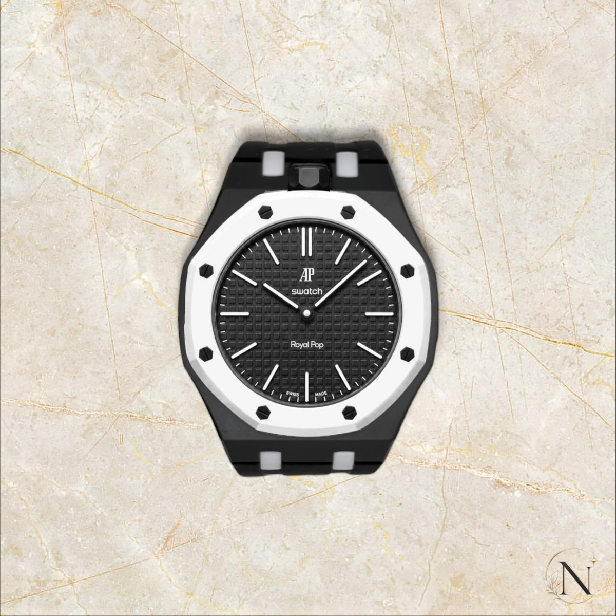AP × Swatch ROYAL POP｜セラミック×ラバー ブラック×ホワイト｜12時モデル