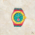 AP × Swatch ROYAL POP｜セラミック×ラバー ピンク×エメラルドグリーン｜3時モデル
