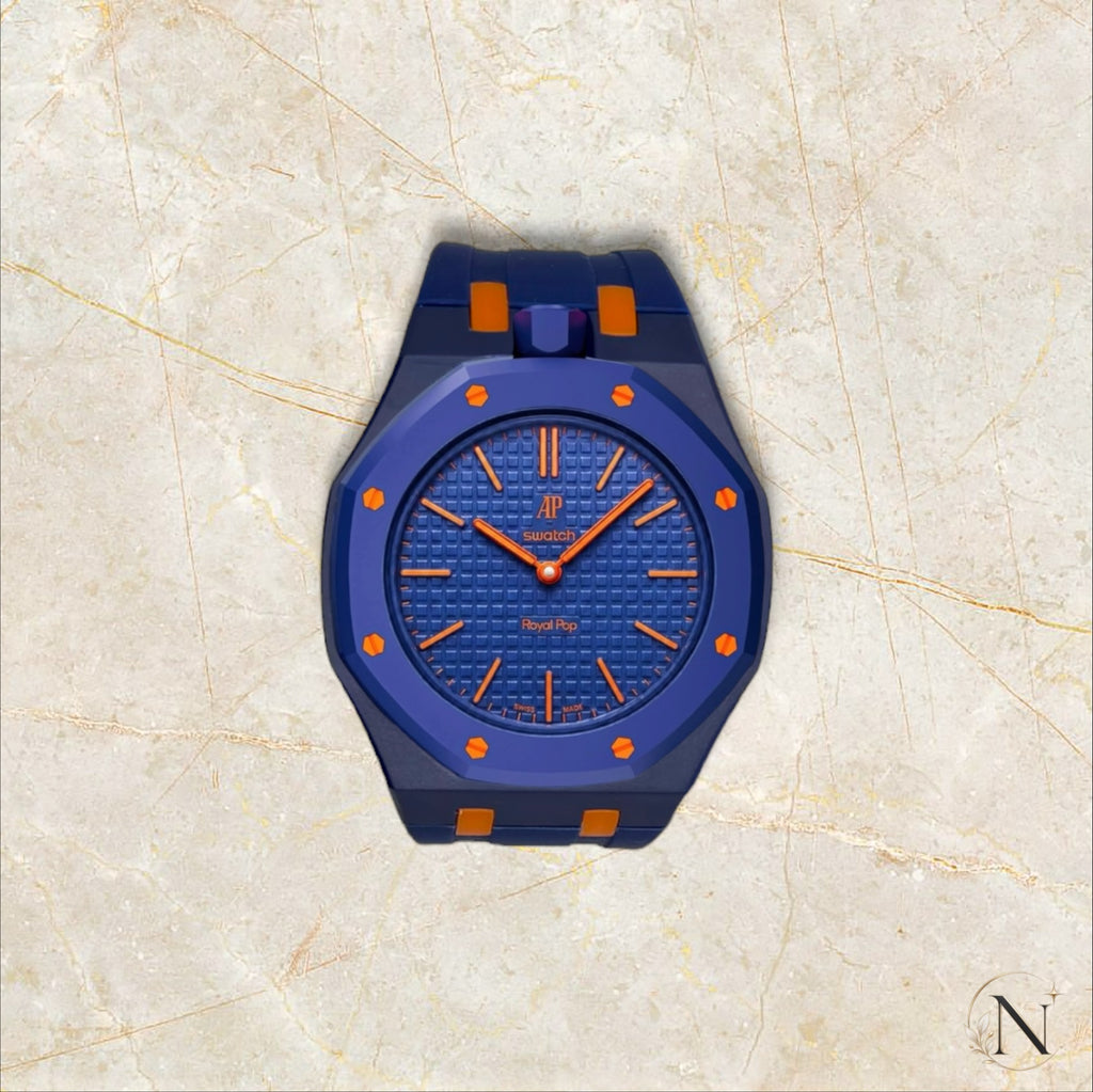 AP × Swatch ROYAL POP｜セラミック×ラバー ネイビー×オレンジ｜12時モデル