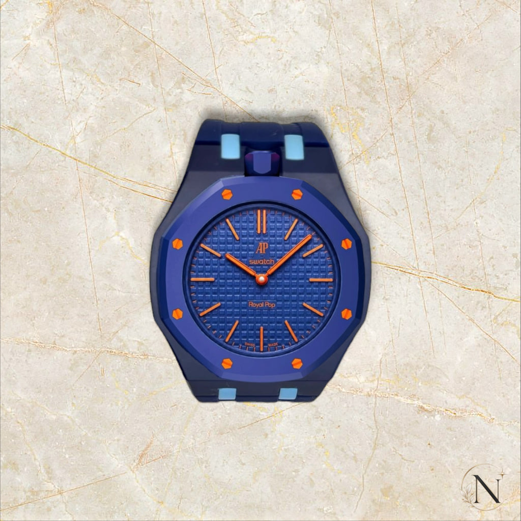 AP × Swatch ROYAL POP｜セラミック×ラバー ネイビー×ライトブルー｜12時モデル