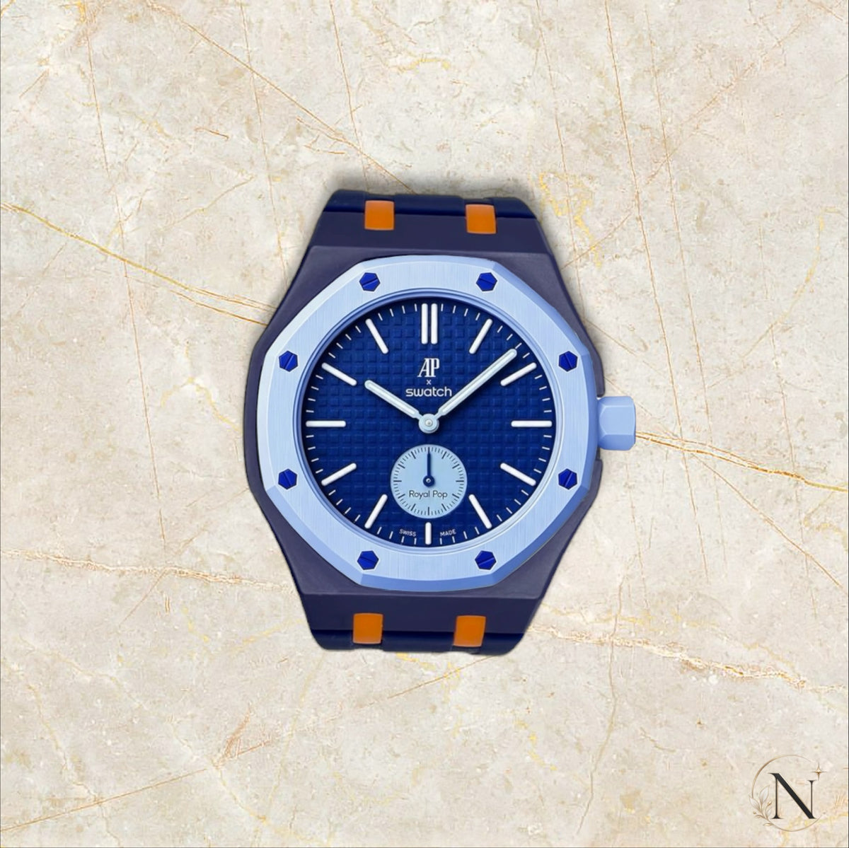 AP × Swatch ROYAL POP｜セラミック×ラバー ネイビー×オレンジ｜3時モデル