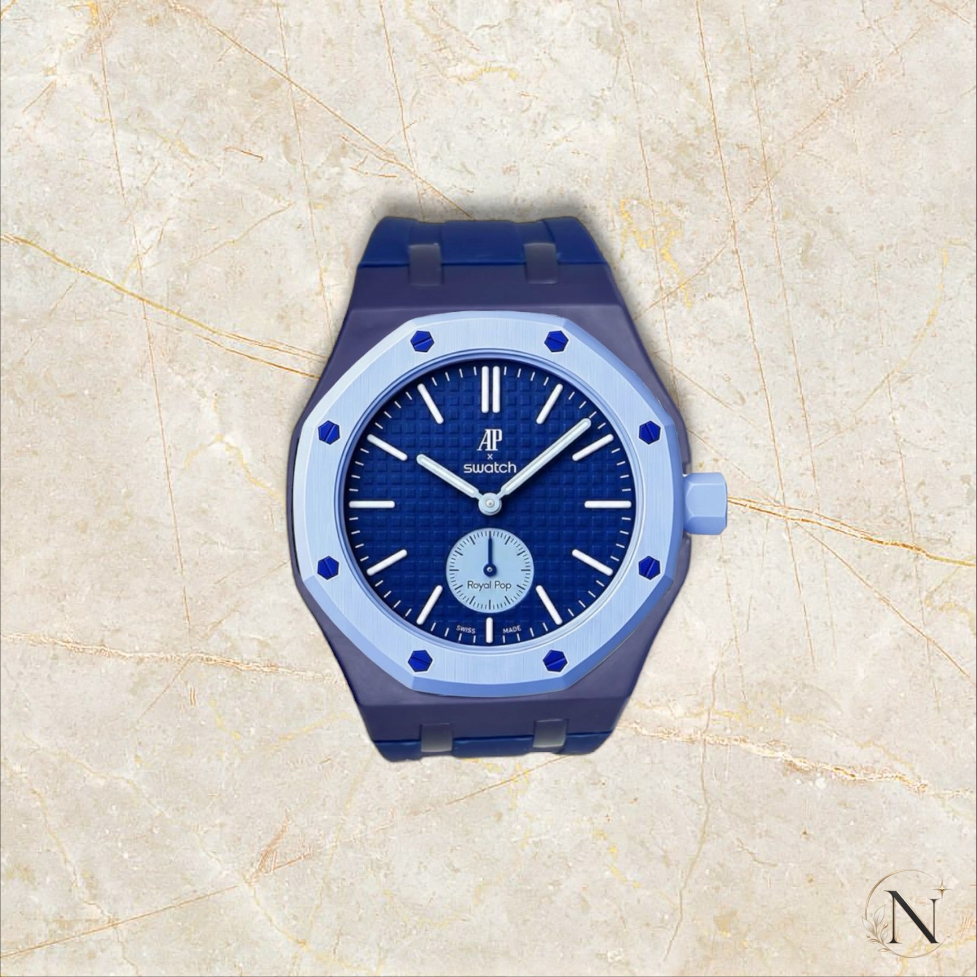 AP × Swatch ROYAL POP｜セラミック×ラバー ネイビー｜3時モデル