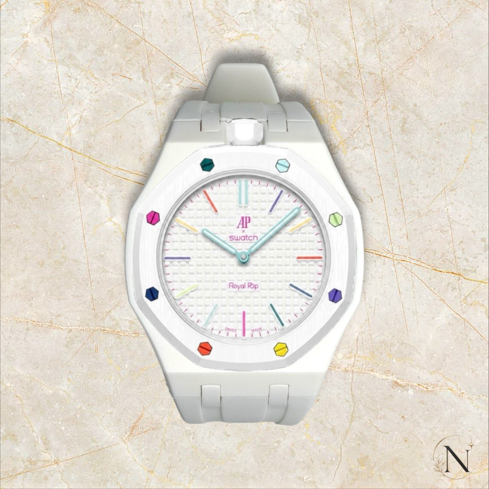 AP × Swatch ROYAL POP｜セラミック×ラバー ホワイト｜12時モデル
