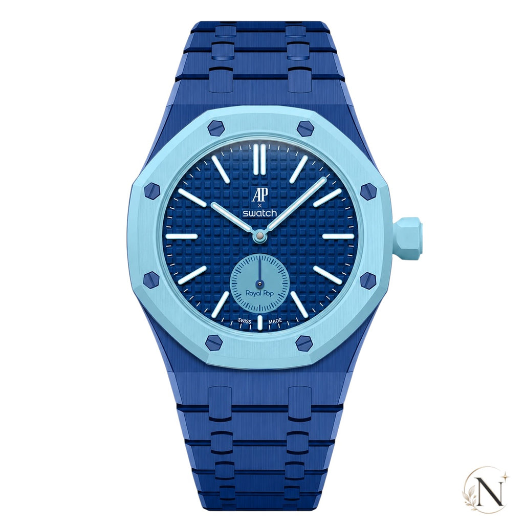 AP × Swatch ROYAL POP｜プレミアムフルセラミック ブルー｜3時モデル