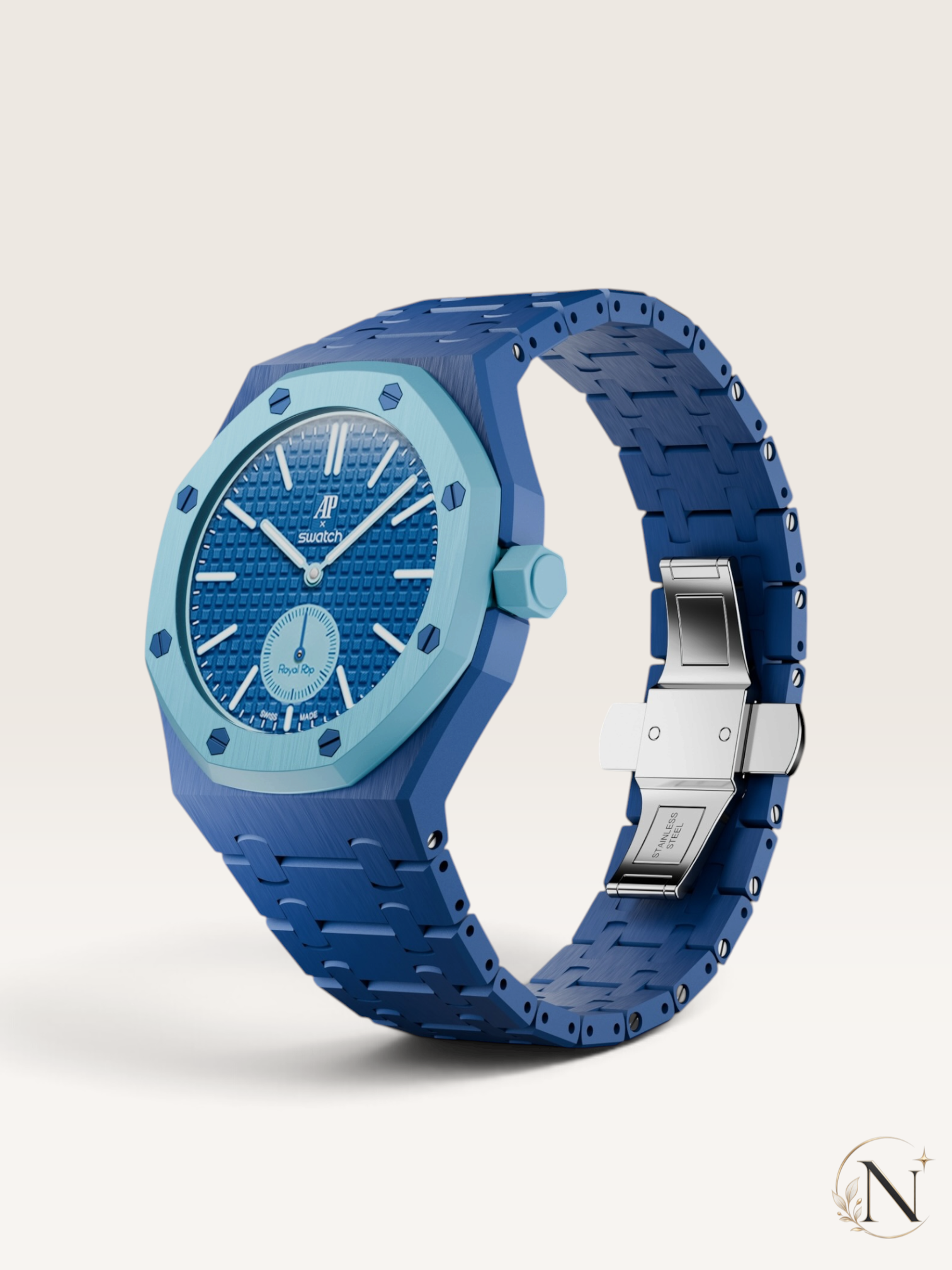 AP × Swatch ROYAL POP｜プレミアムフルセラミック ブルー｜3時モデル