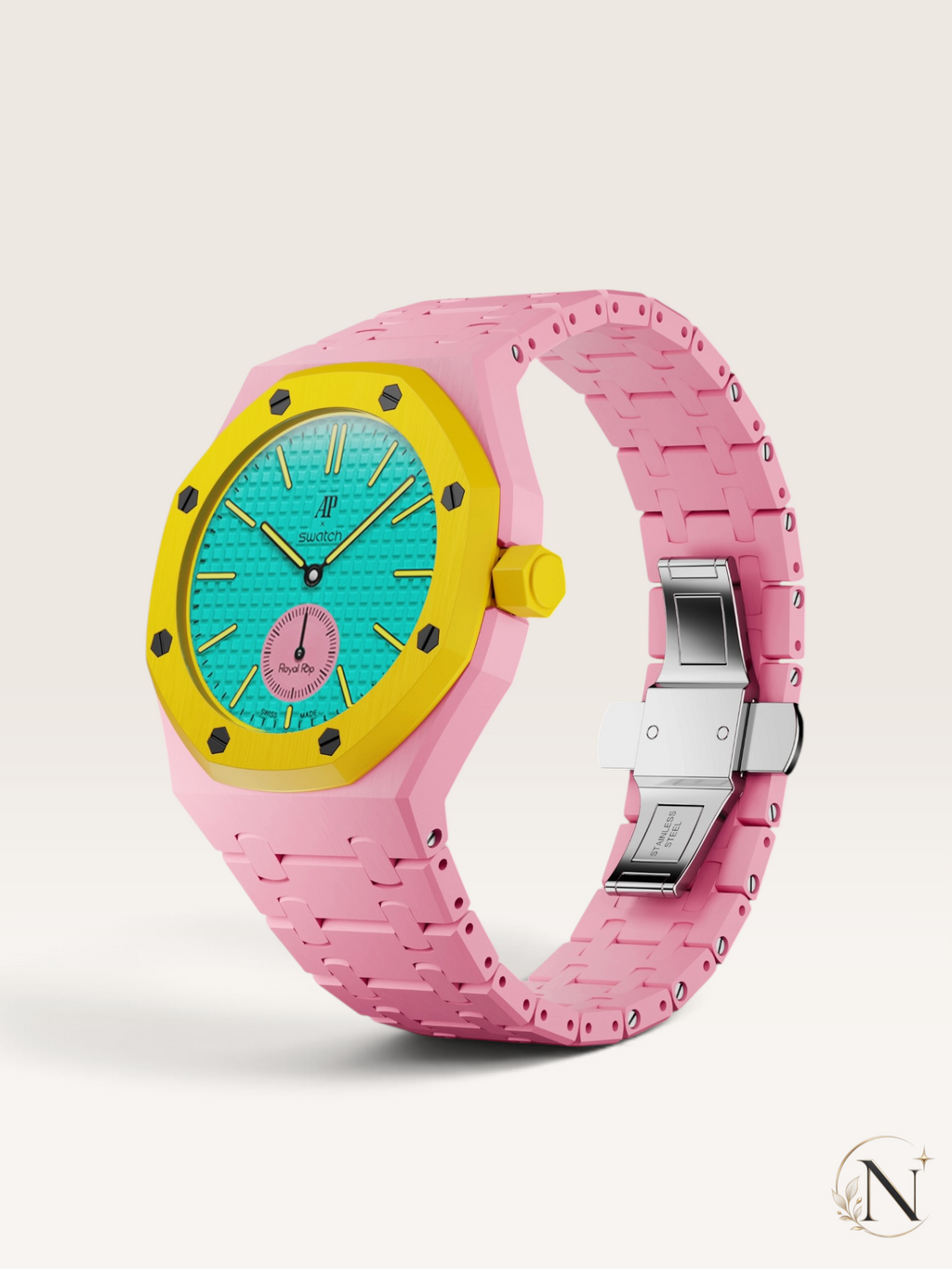 AP × Swatch ROYAL POP｜プレミアムフルセラミック ダークピンク｜3時モデル