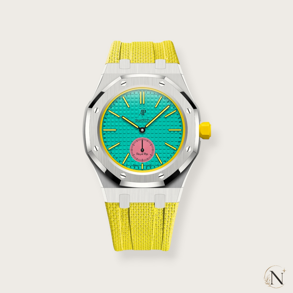 AP × Swatch ROYAL POP｜プレミアムステンレス×ラバー シルバー×イエロー｜3時モデル