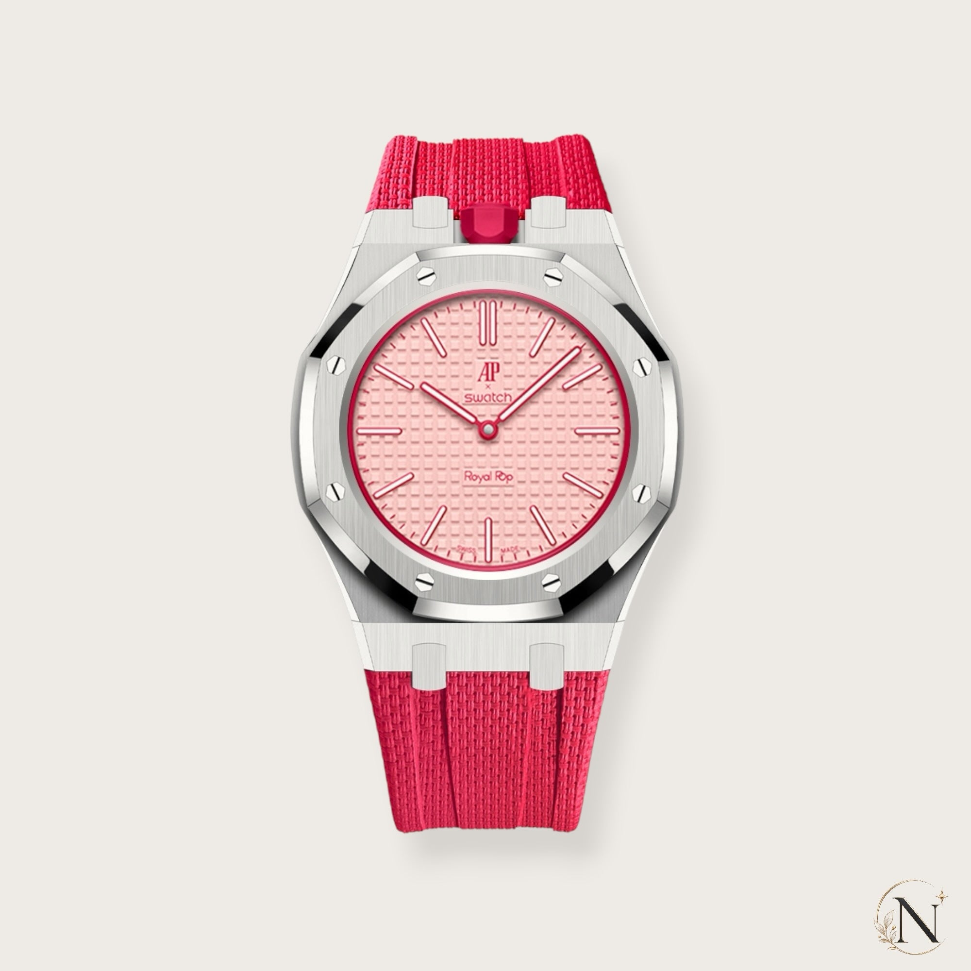 AP × Swatch ROYAL POP｜プレミアムステンレス×ラバー シルバー×レッド｜12時モデル