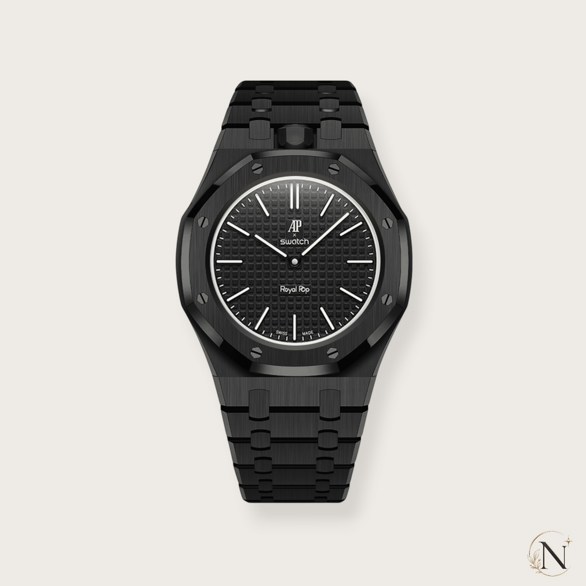 AP × Swatch ROYAL POP｜プレミアムフルステンレス ブラック｜12時モデル