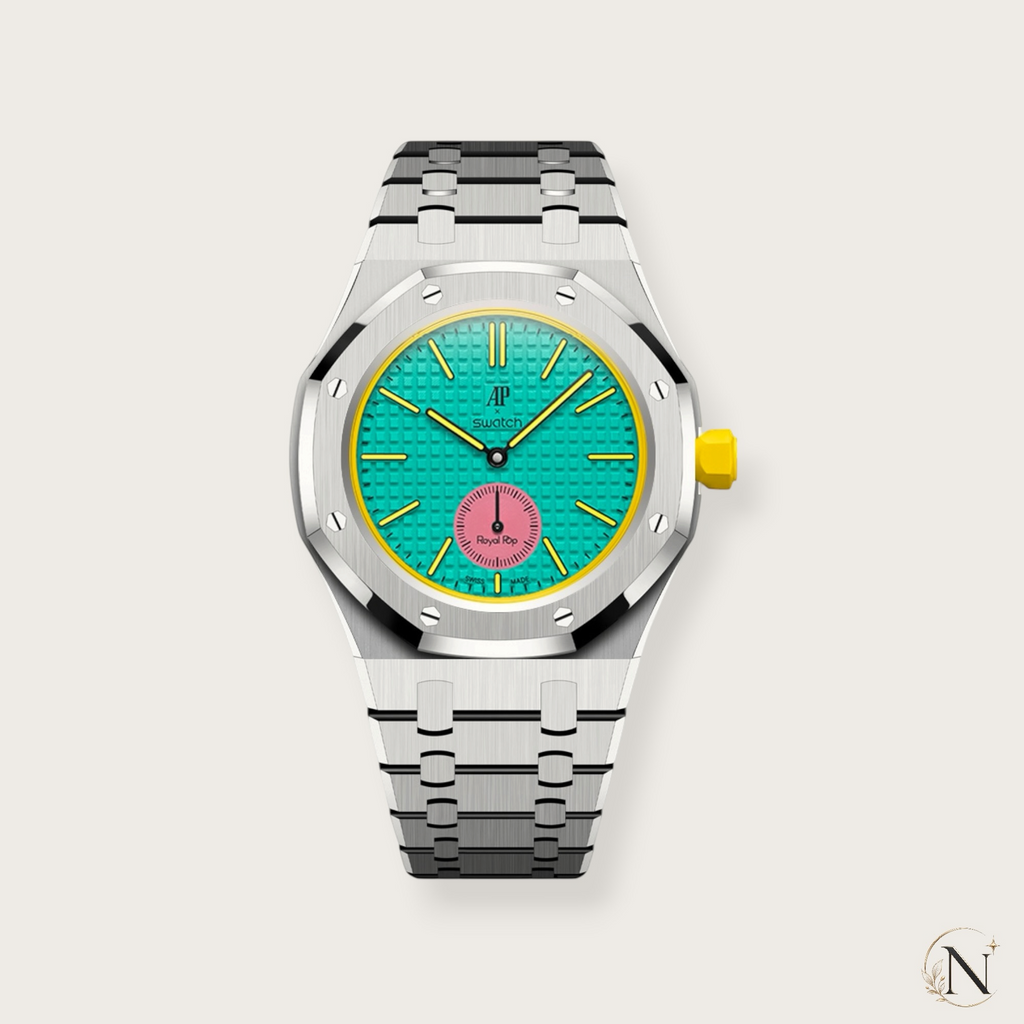 AP × Swatch ROYAL POP｜プレミアムフルステンレス シルバー｜3時モデル