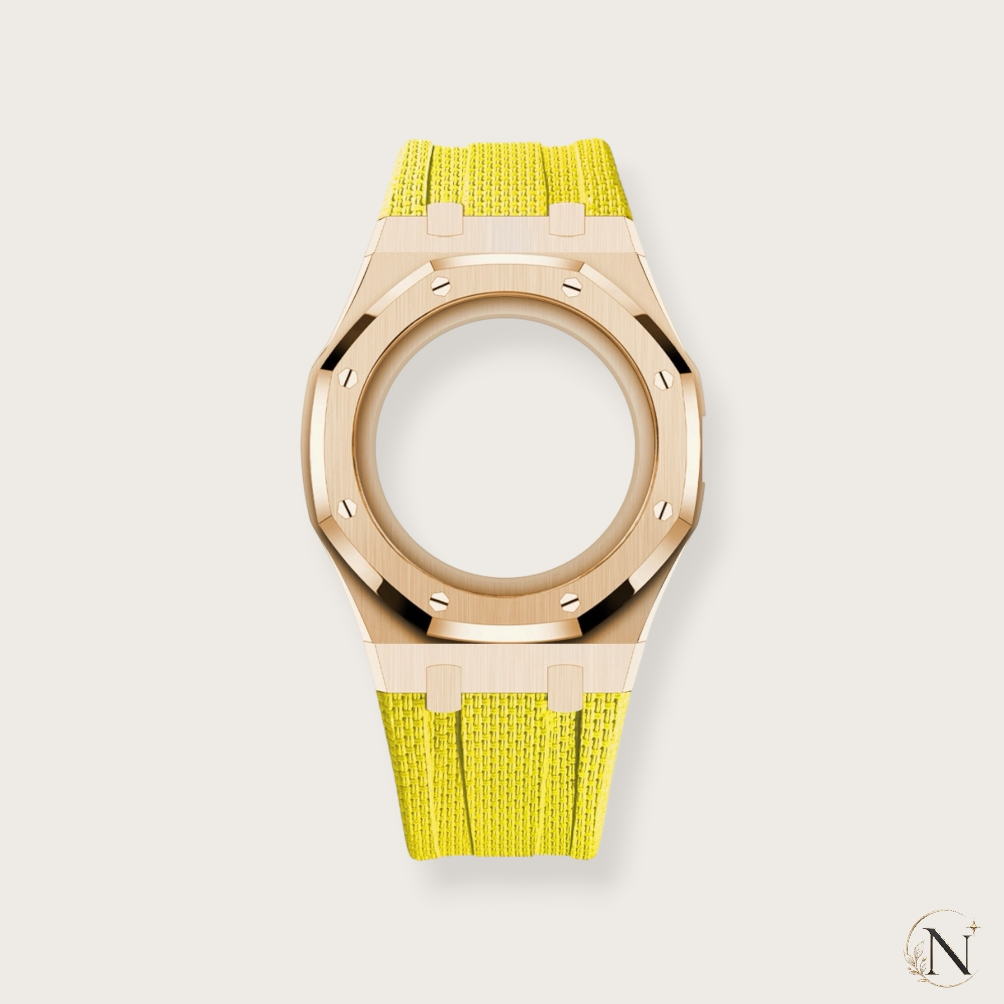 AP × Swatch ROYAL POP｜プレミアムステンレス×ラバー ローズゴールド×イエロー｜3時モデル