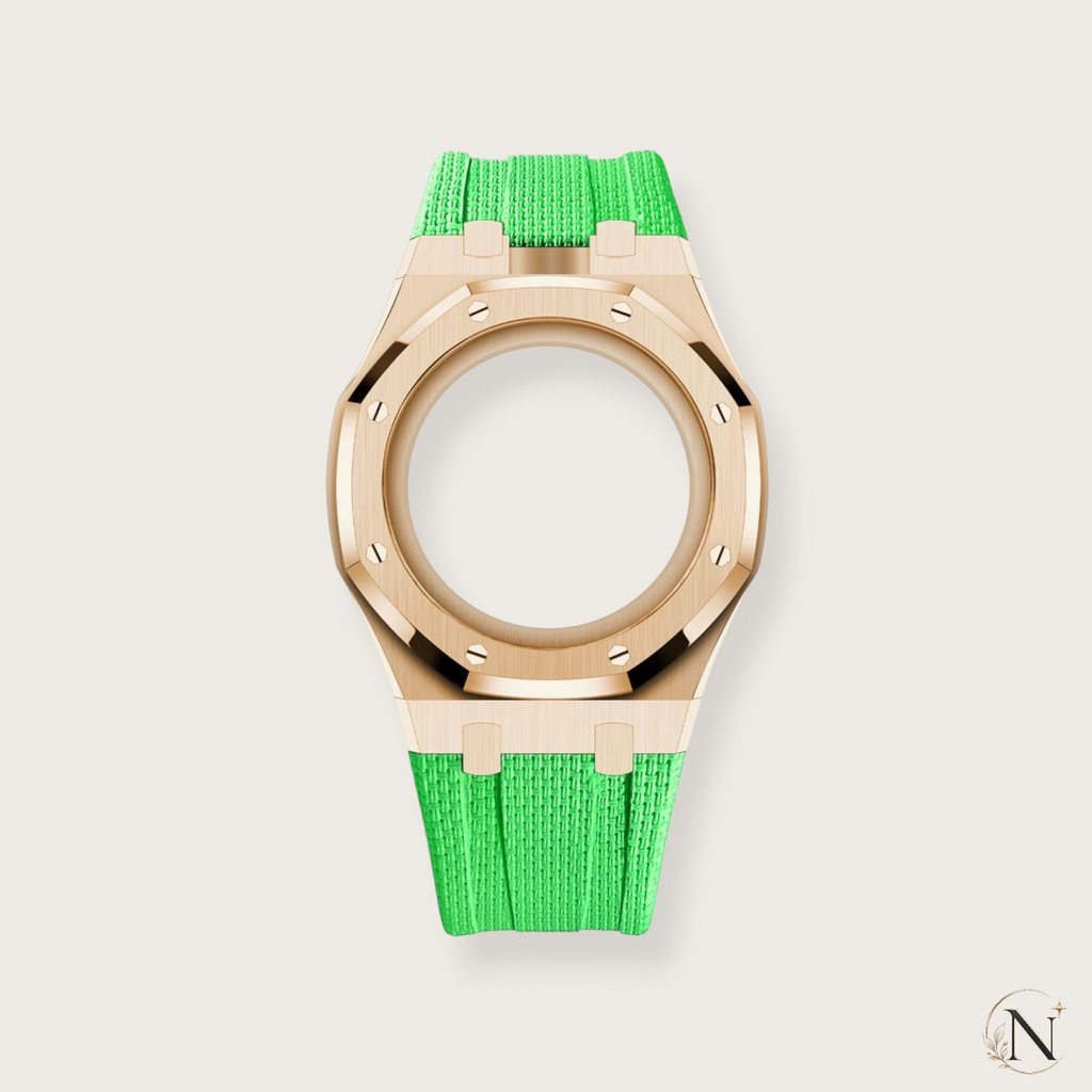 AP × Swatch ROYAL POP｜プレミアムステンレス×ラバー ローズゴールド×グリーン｜12時モデル