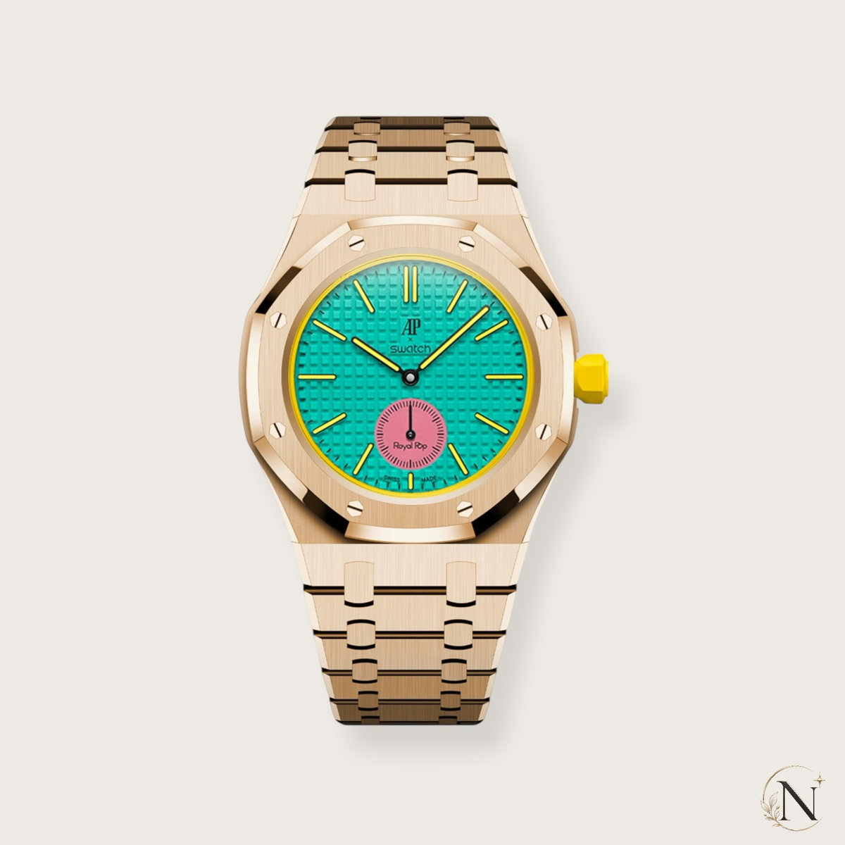 AP × Swatch ROYAL POP｜プレミアムフルステンレス ローズゴールド｜3時モデル