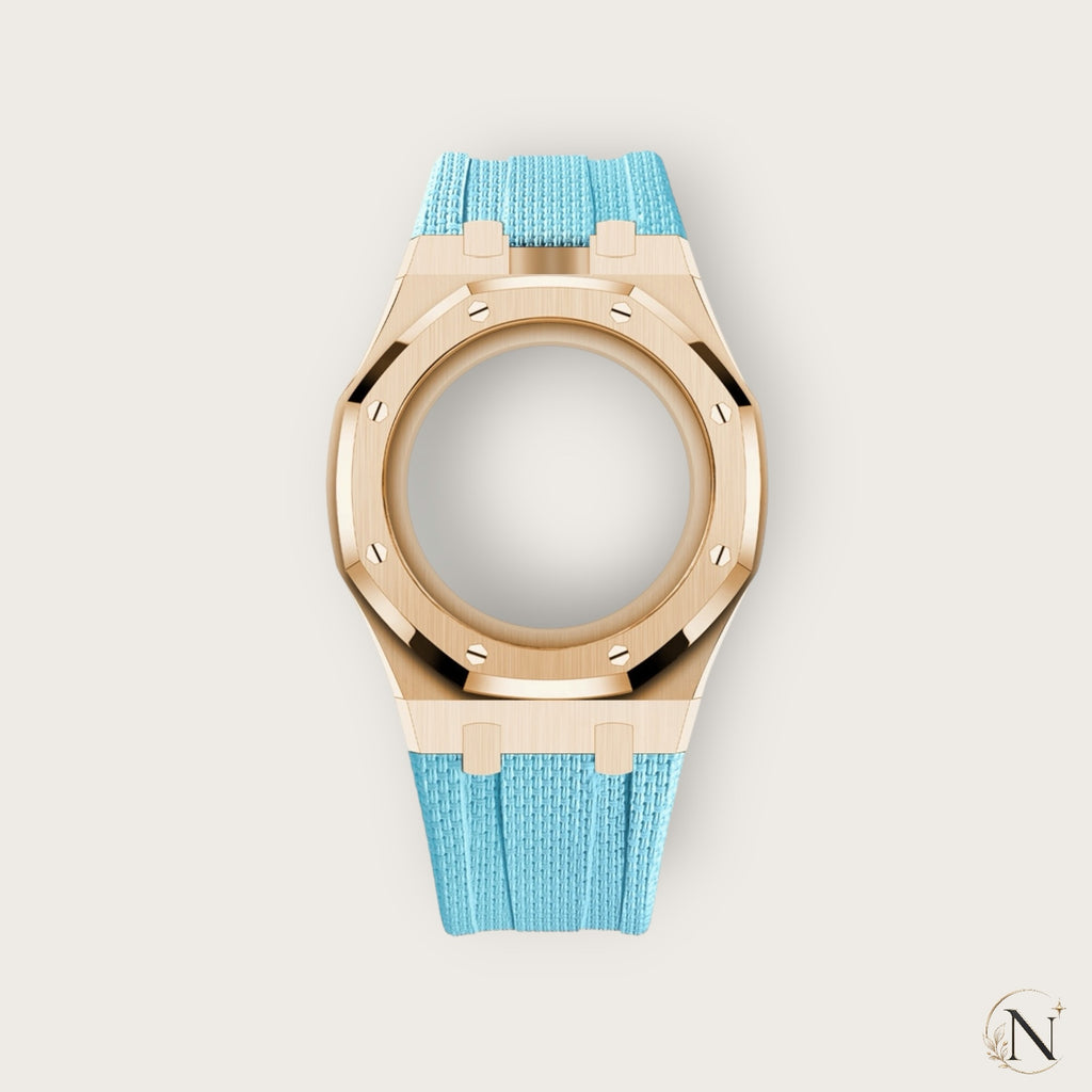 AP × Swatch ROYAL POP｜プレミアムステンレス×ラバー ローズゴールド×ブルー｜3時モデル