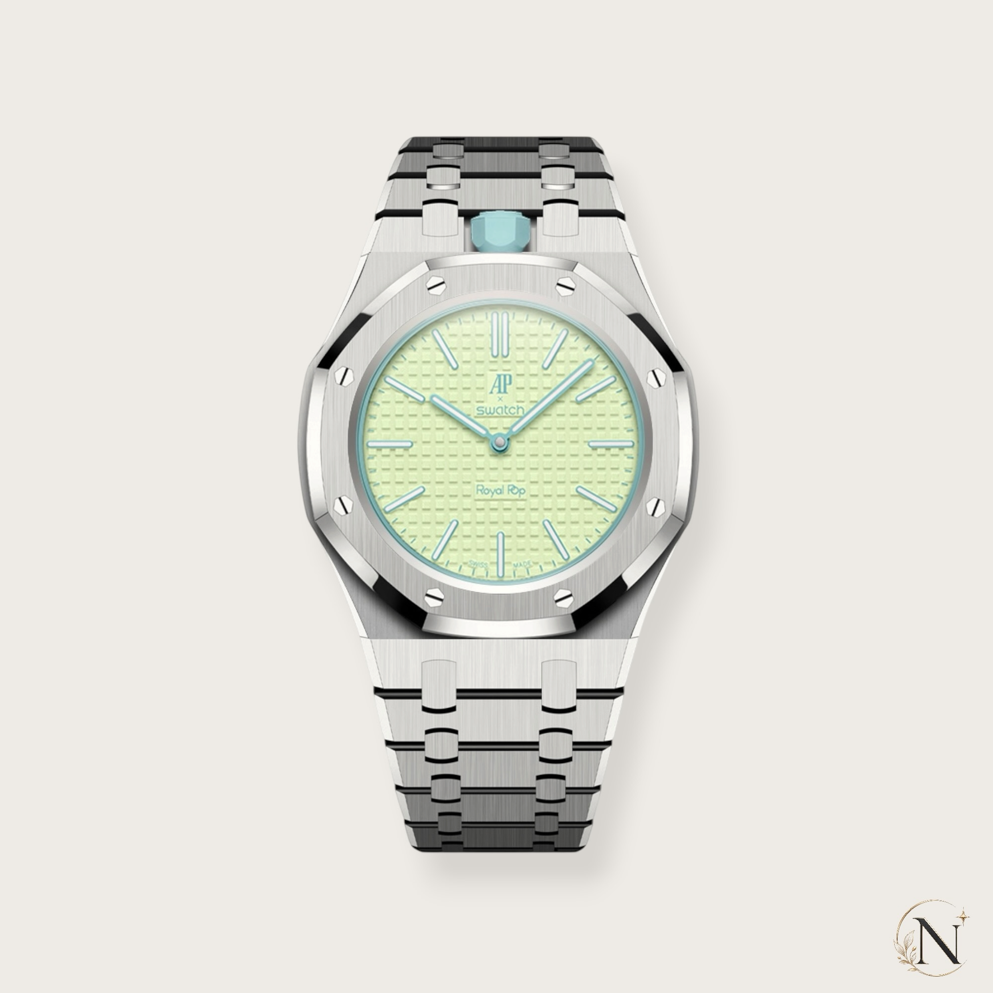 AP × Swatch ROYAL POP｜プレミアムフルステンレス シルバー｜12時モデル