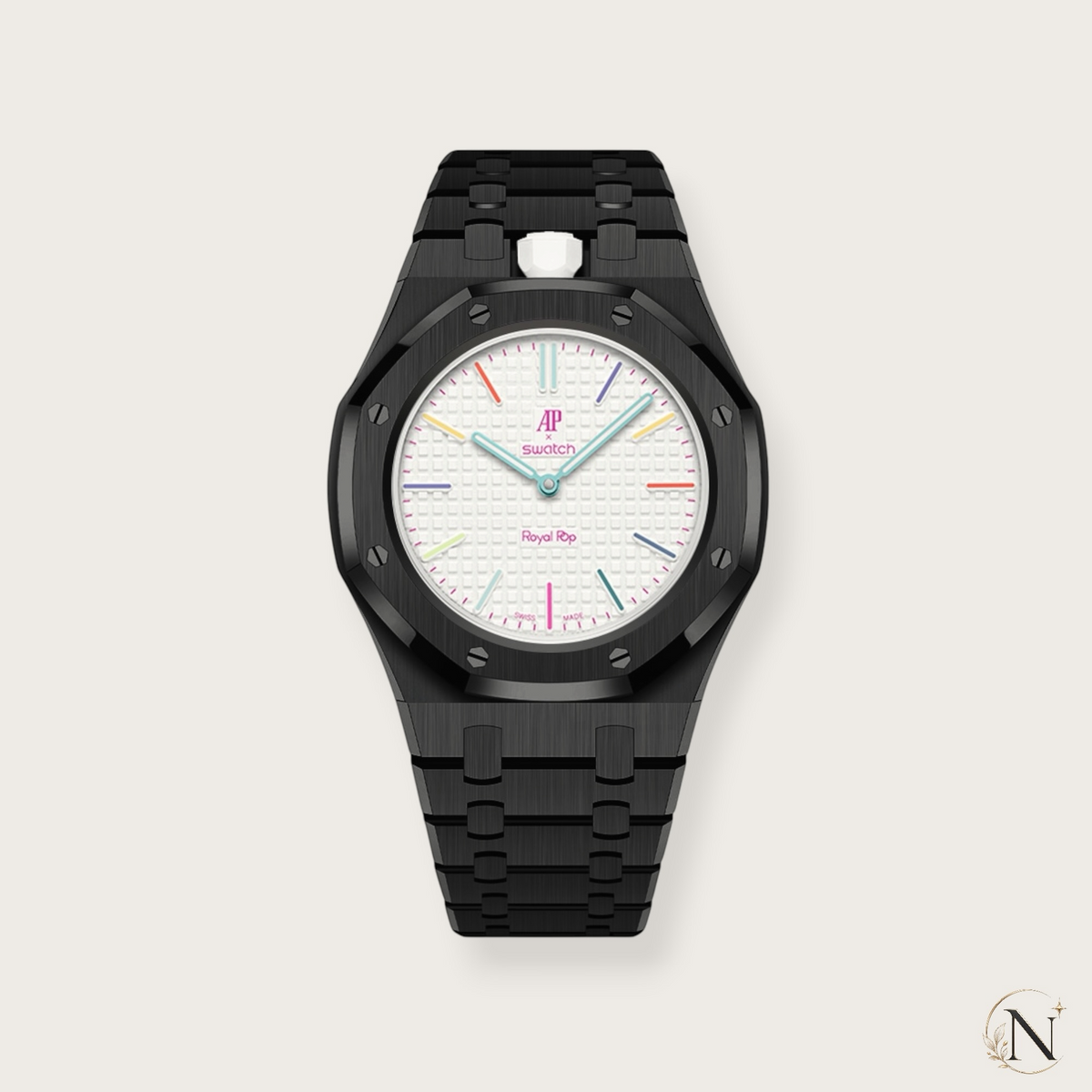 AP × Swatch ROYAL POP｜プレミアムフルステンレス ブラック｜12時モデル