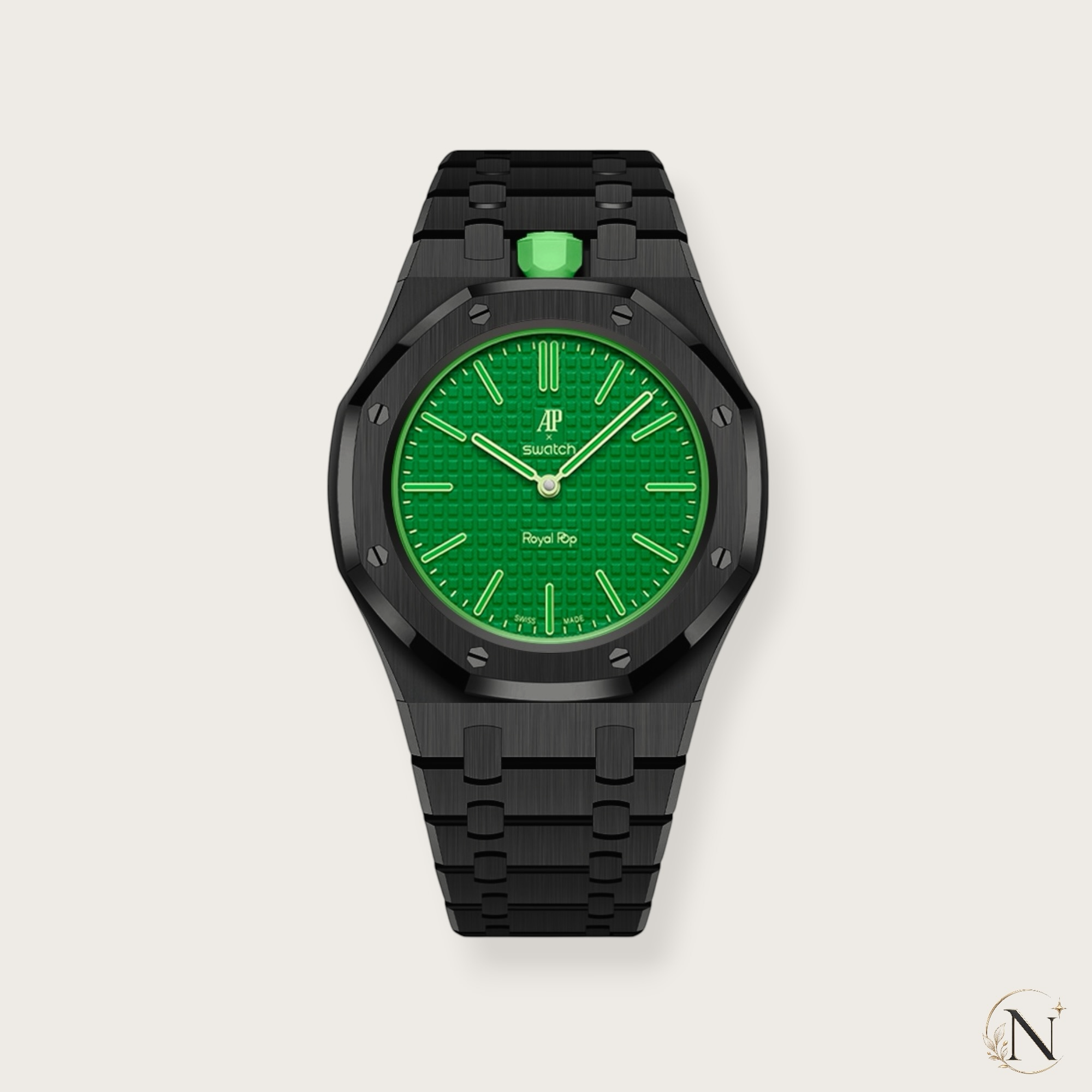 AP × Swatch ROYAL POP｜プレミアムフルステンレス ブラック｜12時モデル