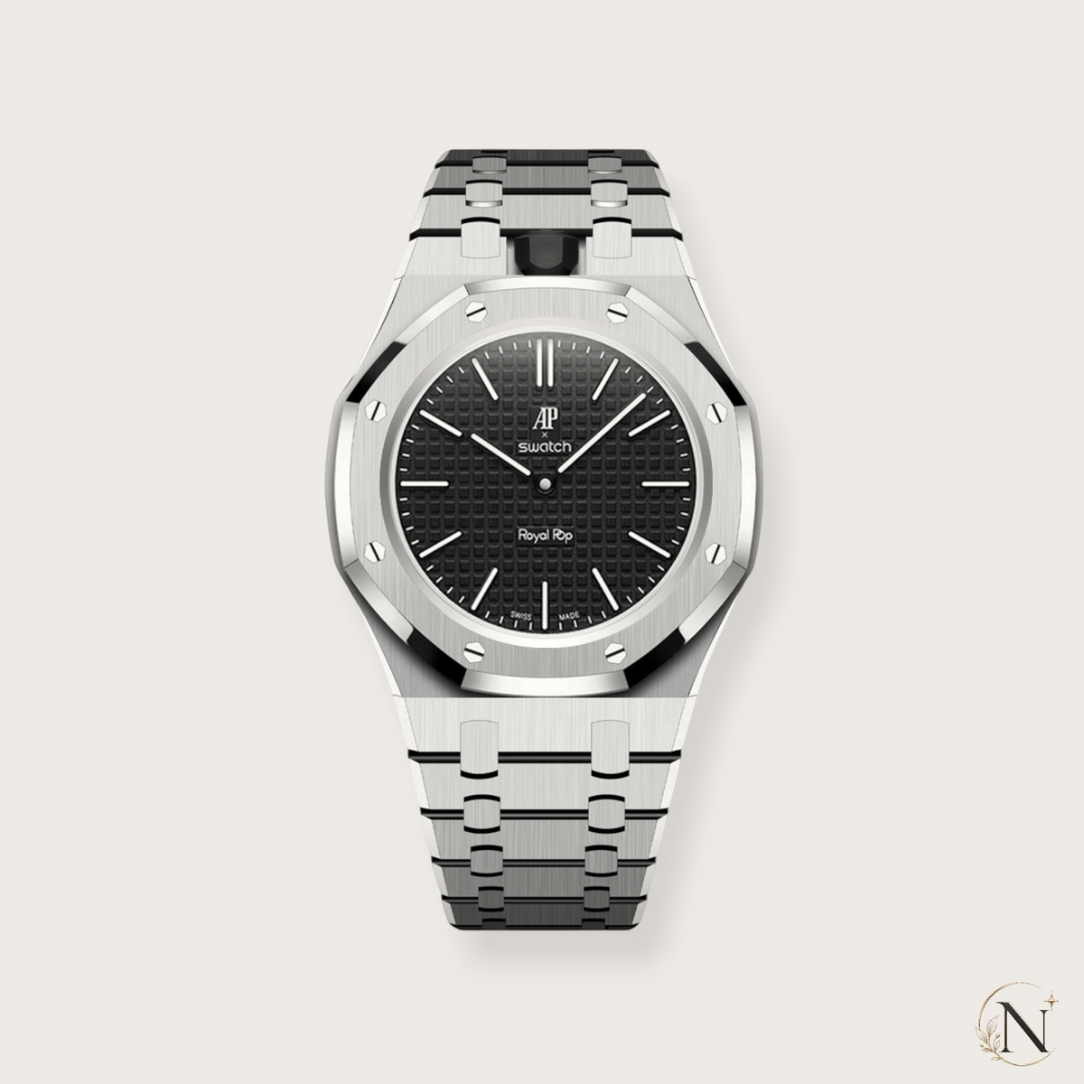 AP × Swatch ROYAL POP｜プレミアムフルステンレス シルバー｜12時モデル