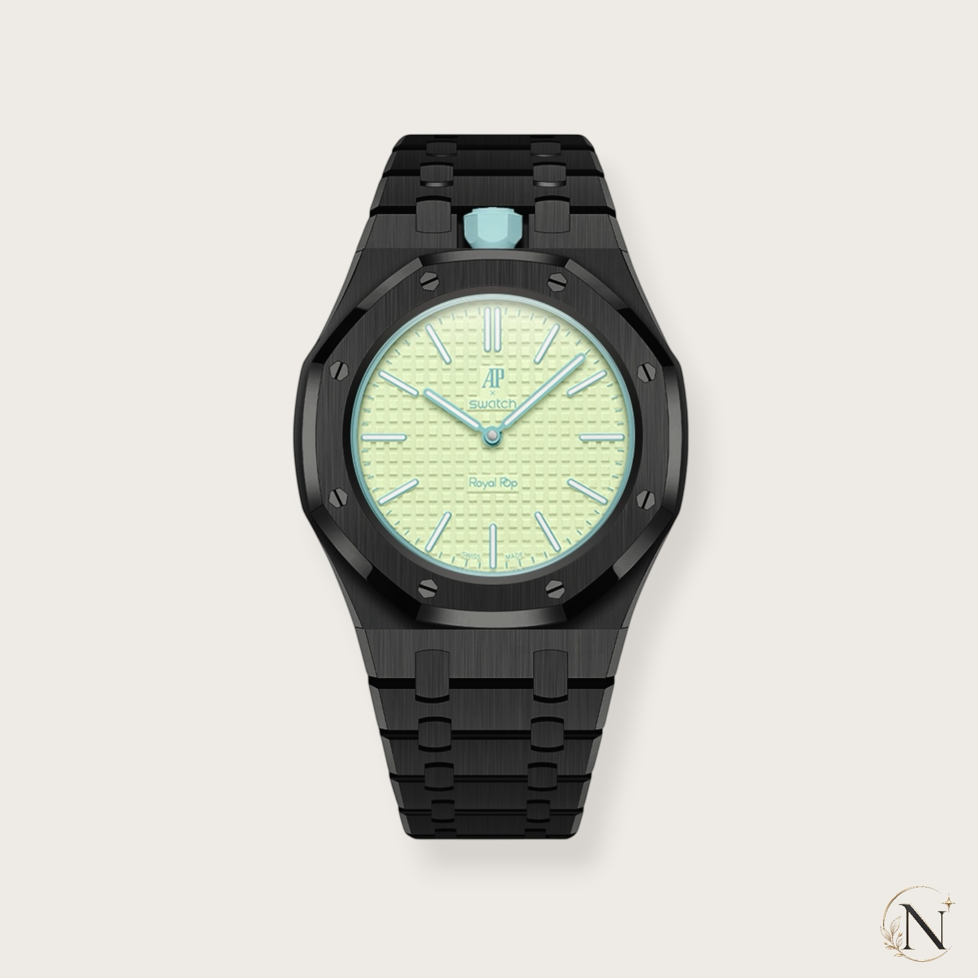 AP × Swatch ROYAL POP｜プレミアムフルステンレス ブラック｜12時モデル